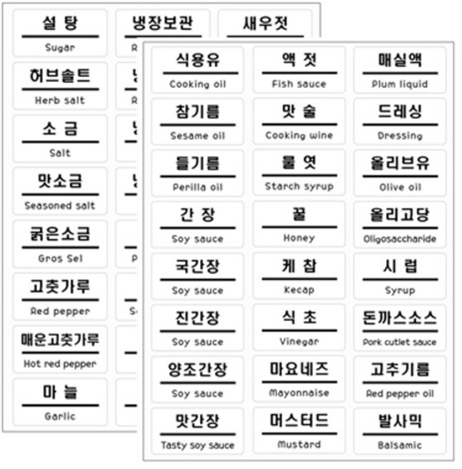 투명 양념스티커 중형 48p, 3 투명 중형 - 주방+욕실 2장, 48조각