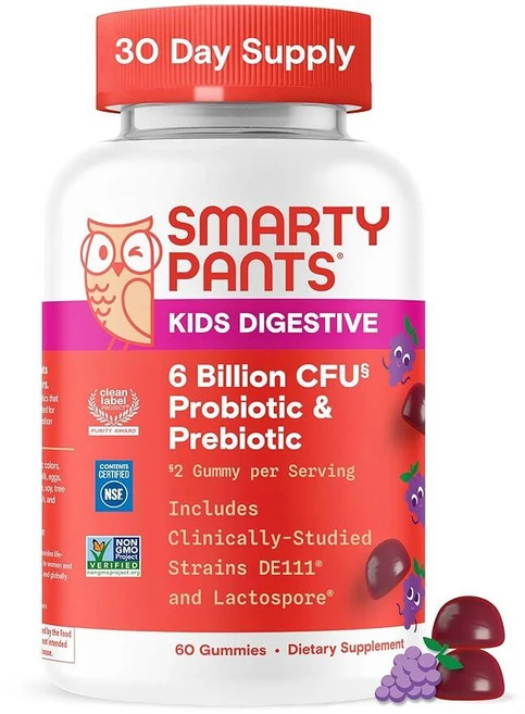 SmartyPants 아동용 프로바이오틱 이뮤니티 젤리 젤리 그레이프 비타민 구미 60개 30일 분량 실온보관, Grape Probiotic + Prebiotic, Grape Probiotic + Prebiotic, 1개, 60정 - 쿠팡