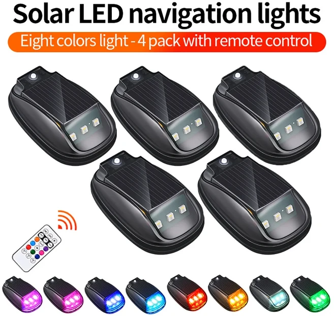 1/2/4x RGB 태양광 LED 스트로브 라이트 바 리모컨 자동차 트럭 SUV용 루프 마운트 경고 충돌 방지 파일럿, 01 호박색, 01 8colors