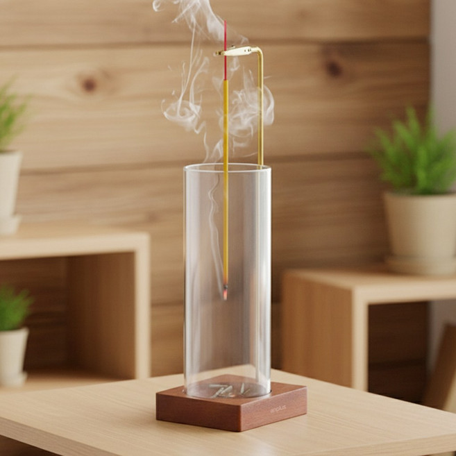 앙플러스 감성 인센스 스틱 홀더 받침대 향꽂이, 원형 우드, 원형 우드