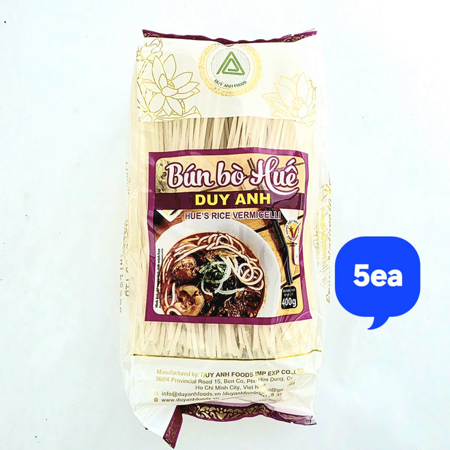 두이안 분보후에 쌀국수 베트남 라이스 버미첼리, 400g, 5개