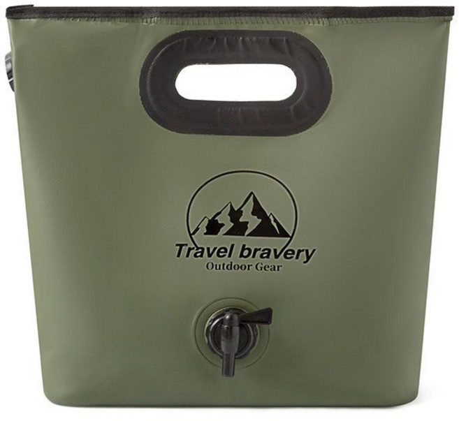 戶外露營折疊儲水桶 8L 便攜式蓄水袋 野營旅行水桶包, 1個, 8L 軍綠色
