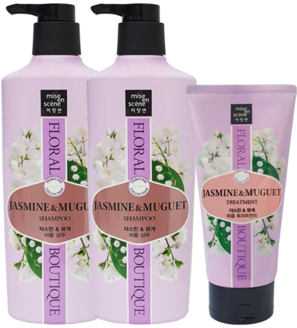 미쟝센 플로럴 부띠끄 퍼퓸 샴푸 쟈스민앤뮤게 650ml x2 + 트리트먼트 300ml, 1개, 1.6L