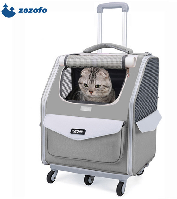 ZOZOFO 초대형 고양이 이동가방 강아지 백팩 접이식 반려동물 이동가방+캐리어휠 [43*40*30cm], 그레이-[43*40*30cm], 1개