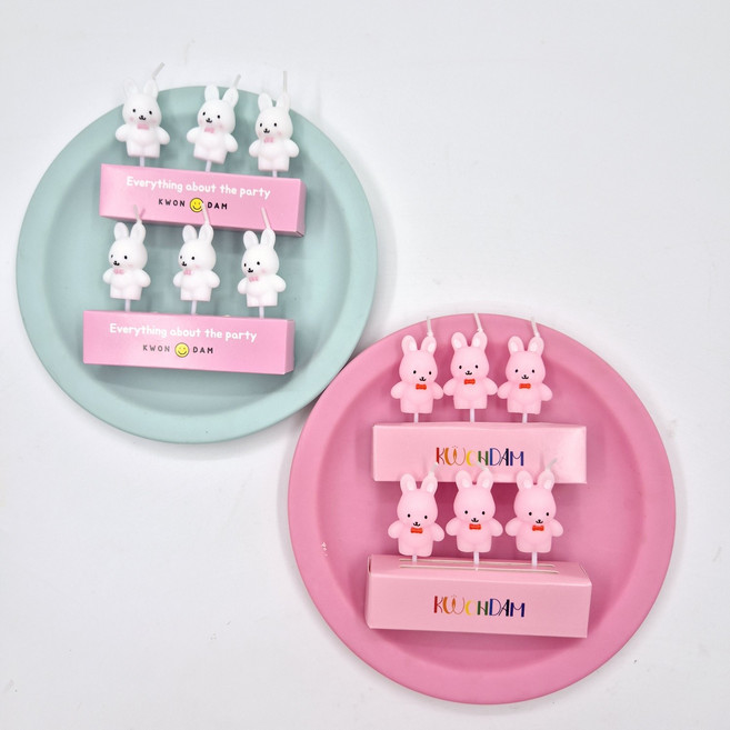 권담 토끼초 4세트 흰색 핑크 케이크초 파티초 이벤트초