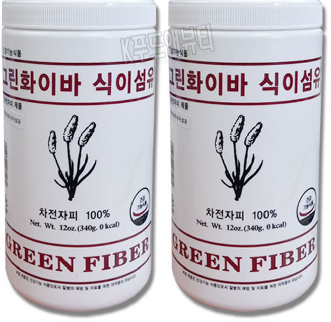 그린화이바 식이섬유+스푼 증정 (차전자피 식이섬유 다이어트 배변활동), 340g, 2개