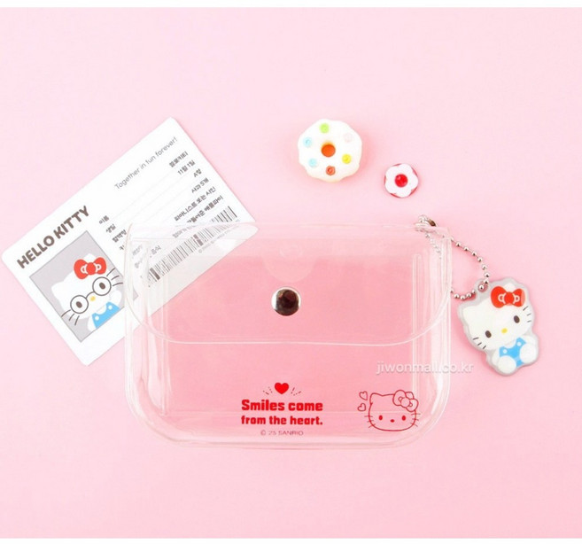 산리오 PVC 투명 카드 지갑 신용 포토 버스 카드 명함 지갑 가챠 파우치