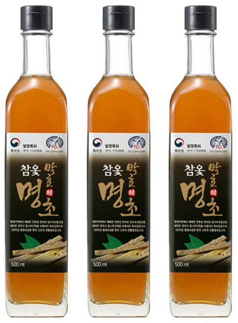 [발아현미참옻명초] 천연 발효 현미 참옻 식초 국산 100% 옻진액 추출물, 500ml, 3개