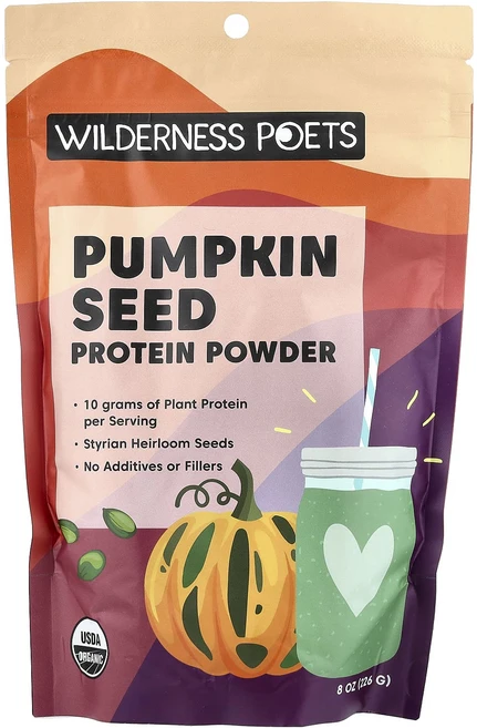 새해 건강을 선물하세요 Wilderness Poets 유기농 호박씨 단백질 분말 226g(8oz) 특별관리진행, WildernessPoets유기농호박씨단백질분말226g - 쿠팡