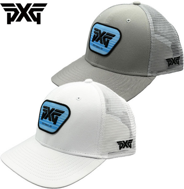 PXG 골프 트러커 스냅백 캡 메시 로고 모자 H-23PXG000167, 1개, 화이트