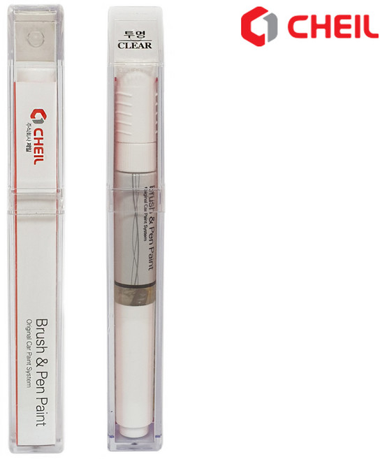 제일 쌍용 순정형 컬러 붓펜 페인트 + 투명 붓펜 페인트, 1세트, SAE 테크노실버+투명