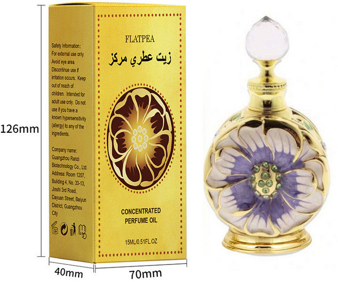 FLATPEA 濃縮香水精油 玫瑰花香 阿拉伯風格, 1個, 買即默認免責聲明且需承擔責任),正常規格