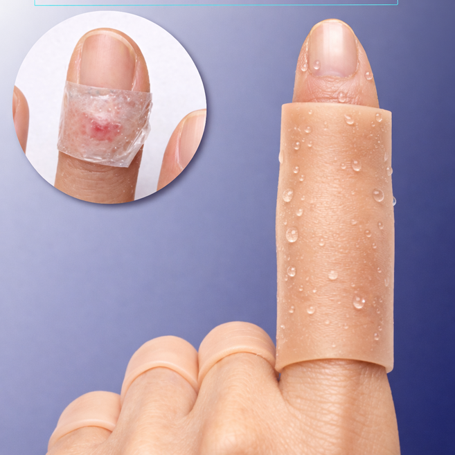 아시쥬 데일리방수 실리콘 관절 마디 손가락 보호 골무 커버 밴드, 스킨, 15개