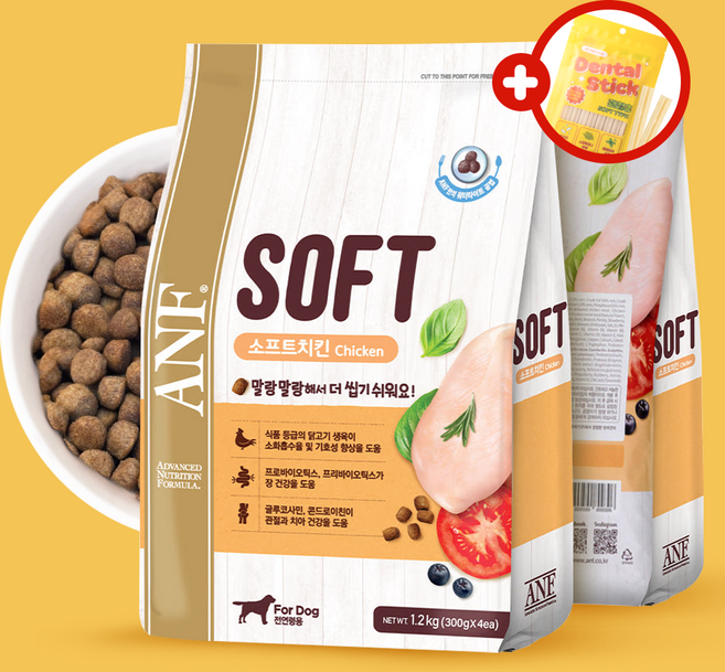 ANF 소프트 치킨 강아지 부드럽고 소화잘되는 반습식 노령견 사료, 1개, 1.2kg, 닭