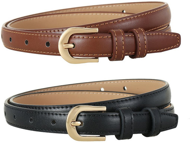 女士真皮細腰帶 百搭裝飾, 1個, A9黑色+棕色（寬1.8）100厘米（27-28碼）