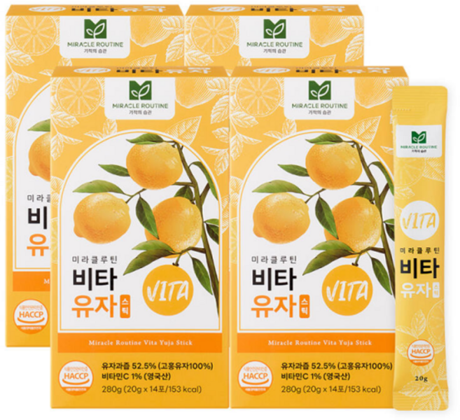 미라클루틴 비타 유자 스틱 14포 4박스 (총56포), 4세트