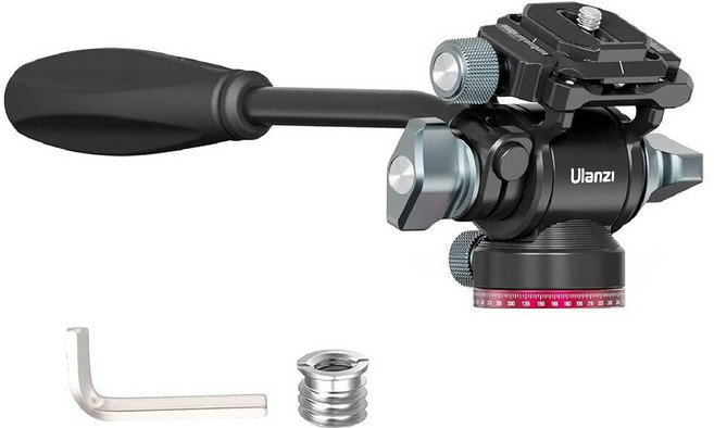 카메라 삼각대용 비디오 유체 헤드 - ULANZI U-190 미니 팬 틸트 소형 볼 헤드 아르카 스위스 퀵 릴리스 플레이트 경량 촬영 장비 포함 최대 6.6파운드/3kg의 로드, 카메라 삼각대용 비디오 유체 헤드 - ULANZI U-