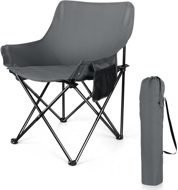 가벼운 접이식 캠핑 의자 야외 휴식용 휴대용 캠핑 의자 + 보관 가방 세트 낚시 피크닉용, 1개, 회색