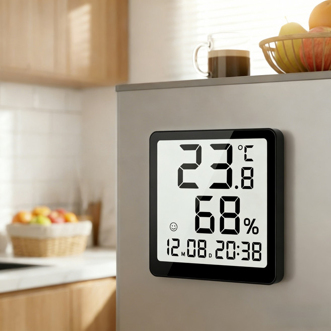 UTIMIU 자석부착 디지탈 시계 욕실 주방 탁상 디지털 온습도계, B
