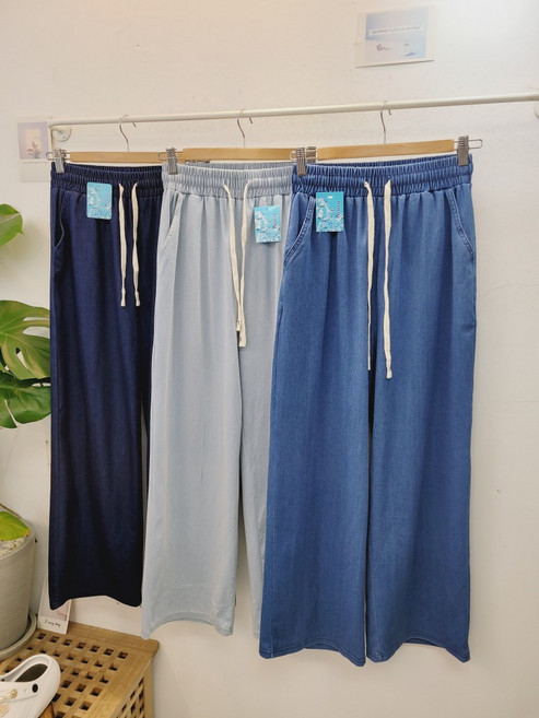 텐셀 -3도씨 아이스 진 여름 스판 와이드 통 밴딩 청바지