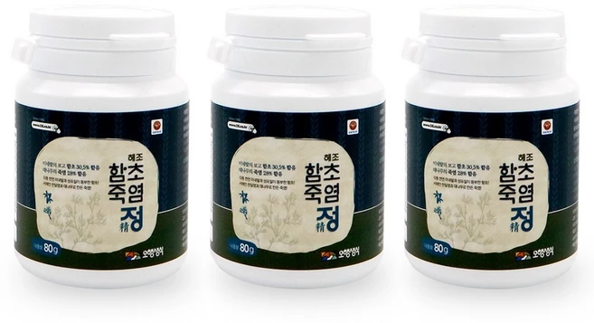 바라던건강 OS 칼슘&철분이 풍부한 해조 함초 죽염정 80g 3통 식이섬유 철분 건강환, 3개, 22회분 - 쿠팡