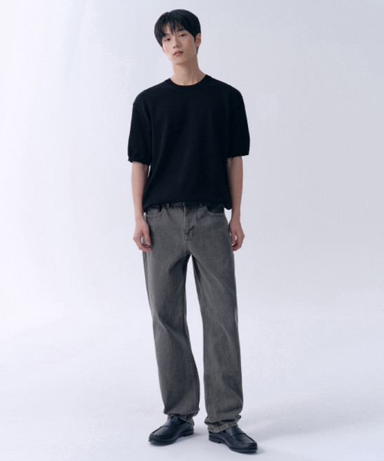 무신사 스탠다드 레귤러 핏 데님 팬츠 그레이 497626