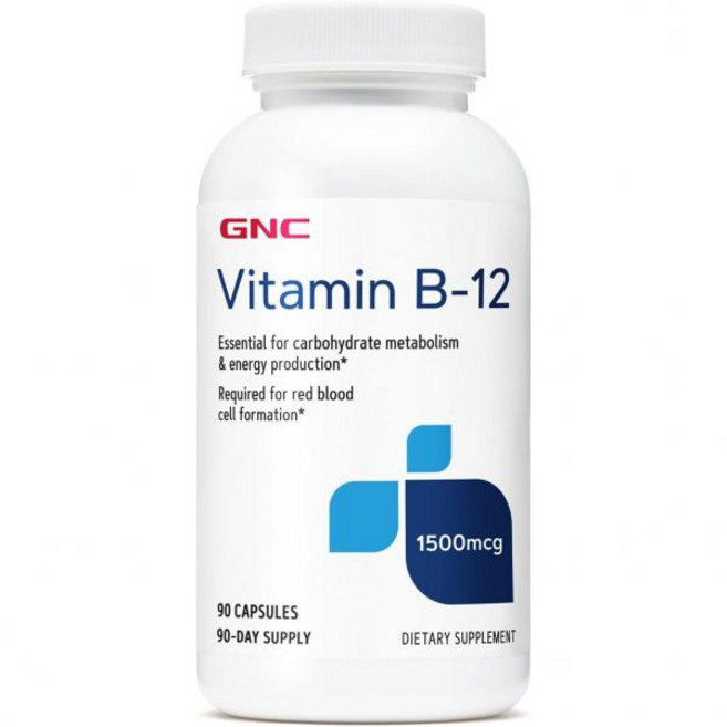 비염 영양제 피로 건 GNC 비타민 B12 1500mg 90캡슐 에너지 생산 n, 90