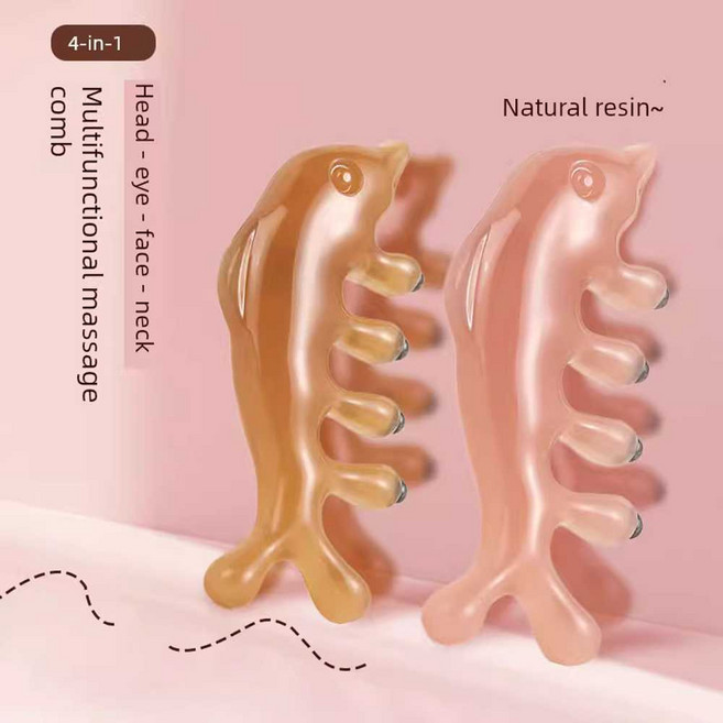 헤브잇 마그네틱괄사빗 마사지기 괄사도구 머리, 1개, 핑크/두꺼운플라스틱/4in1/2개+파우치2개