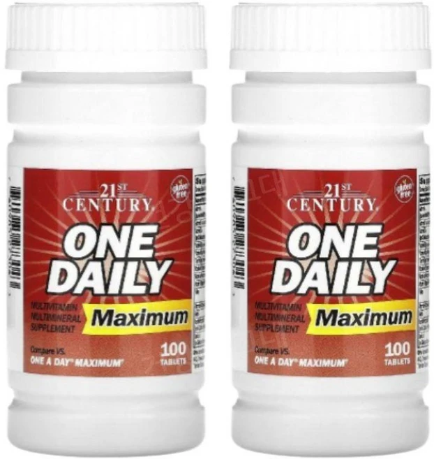 21st 센추리 원 데일리 맥시멈 100정 2팩 21st Century One Daily Maximum Tablets 100 Count Pack of 2, 2개 - 쿠팡