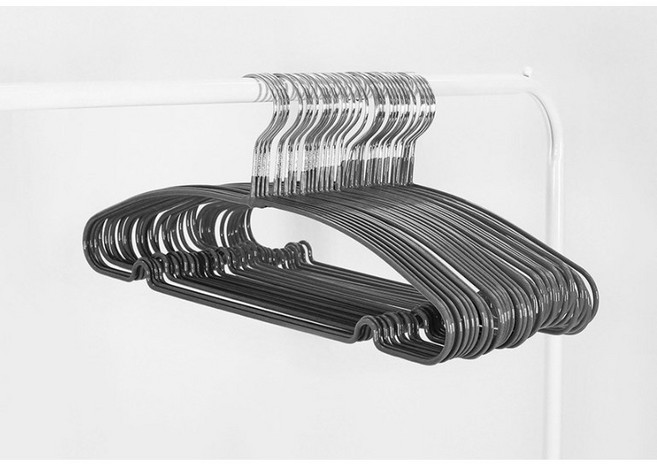 모노 라운딩 논슬립 옷걸이 40개 만능 PVC 코팅 옷걸이 4컬러, 블랙