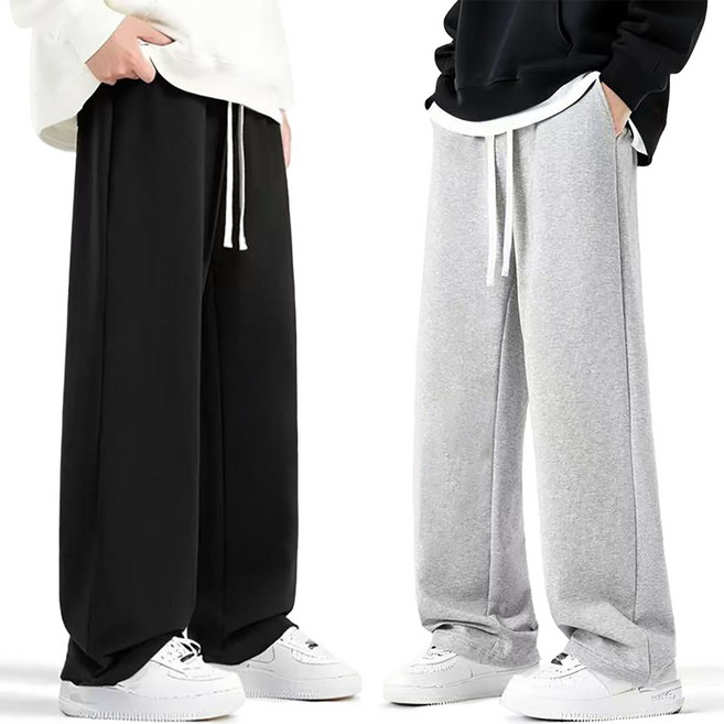 2장세트 남녀공용 고급 컴포트 트레이닝바지 - 봄가을 일자핏 면 조거팬츠 츄리닝