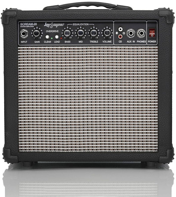 레오 제이엠즈 20W 일렉트릭 기타 앰프 - 깨끗하고 왜곡된 채널 3밴드 이퀄라이제이션 및 CD 라인 입력 녹음 스튜디오 연습실 스몰 코트야드(6.5인치 블랙), Orange, 1개