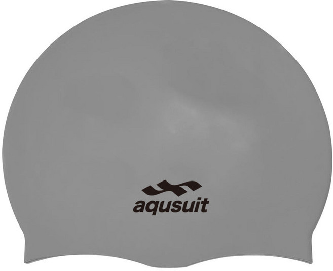 국내생산 아퀴스트 로고 실리콘 수영모자 실내수영장 생존수영용품, 그레이, 1개