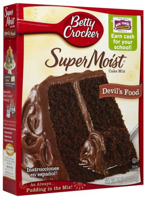 베티 크로커 슈퍼 모이스트 케이크 믹스 데블스 푸드 432.3 그 Betty Crocker Super Moist Cake Mix Devil's Food 15.25 oz Bo, 그릇, 15.25온스(1팩), 1개
