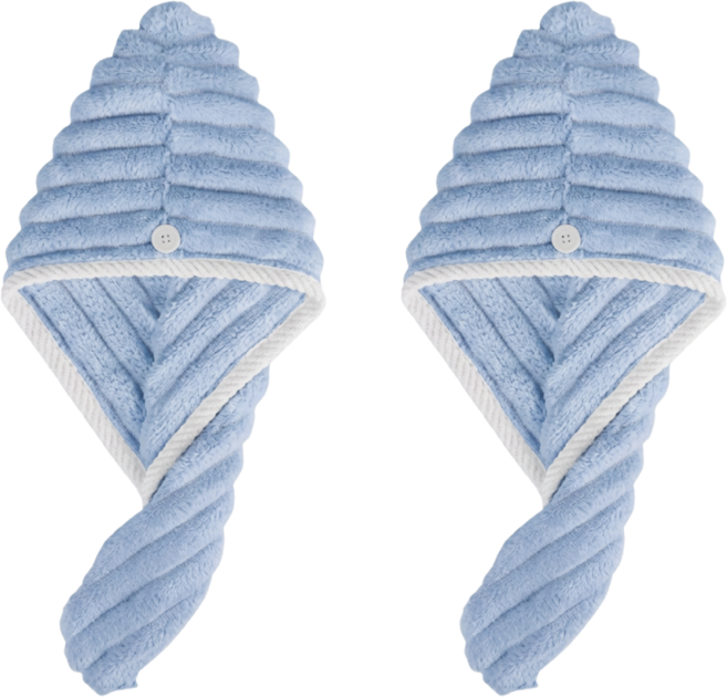 [1+1] 초강력 수분 흡수 헤어 건조 타월 2P, 2개, 블루