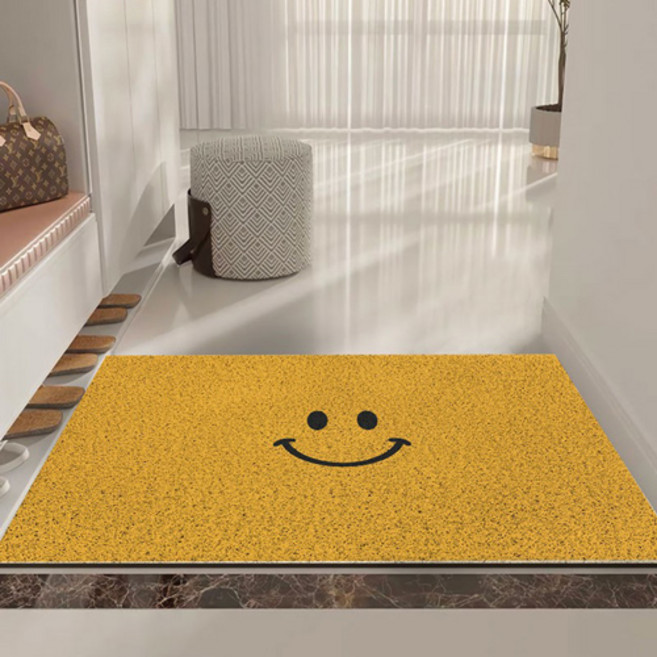 무타공마켓 귀여운 논슬립 현관 코일 매트 욕실 주방 발매트 논슬립, 중형, Smile, 1개