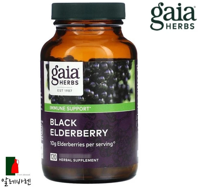 GaiaHerbs 블랙 엘더베리 120베지 캡슐, 1개, 120정 - 쿠팡