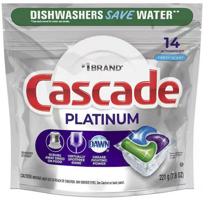 Cascade 플래티넘 디쉬워셔 세제 14개입, 15.8g, 1개