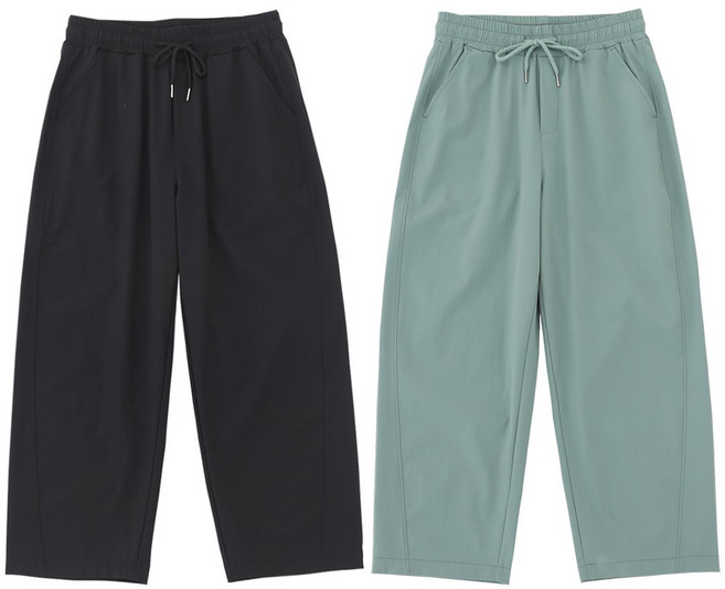 비비진 여성용 편안한 배기핏 와이드 여름 쿨스판 엄마바지 8부 밴딩팬츠 1+1