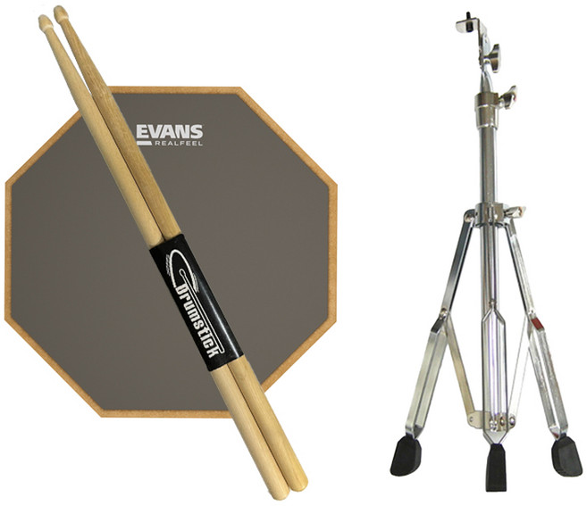 에반스 리얼필 드럼 연습 패드 단면 6인치 RF6GM+전용 스탠드+스틱 1조 패키지, 1개