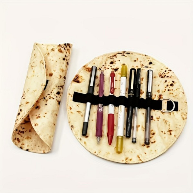 1개 플라잉 팬케이크 모양 필통 창의적인 얼룩 방지 보관 데스크탑 정리함