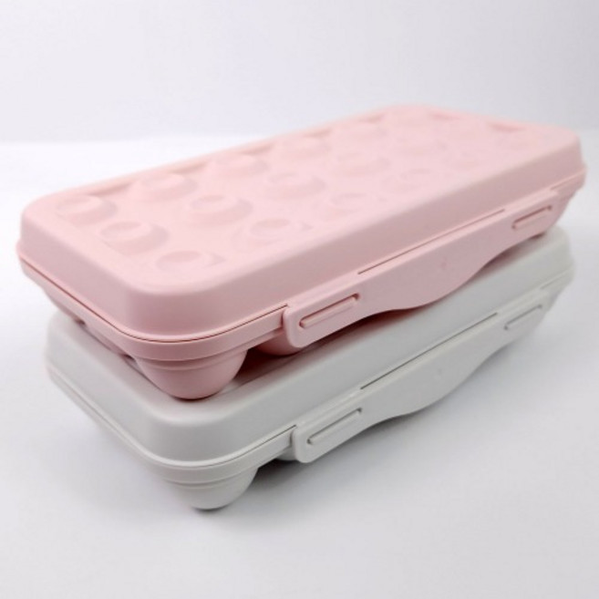 18구 계란 트레이 보관 케이스, 핑크