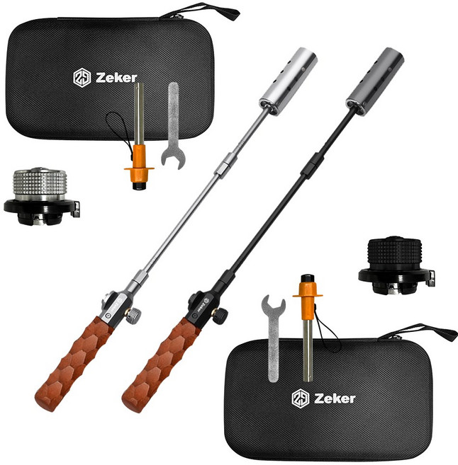 서준 3단분리 캠핑 롱토치 대형 이소 부탄 가스 토치 화염방사기, 우드 롱 파이어토치 블랙, 1개