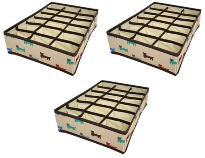 마이닝 플라스틱 16칸 더블오픈 속옷정리함, 10개, beige