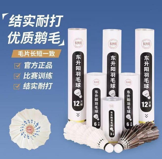 東昇陽入門版羽毛球十二隻裝, 1個, 東昇陽入門版十四羽 12支裝黑羽