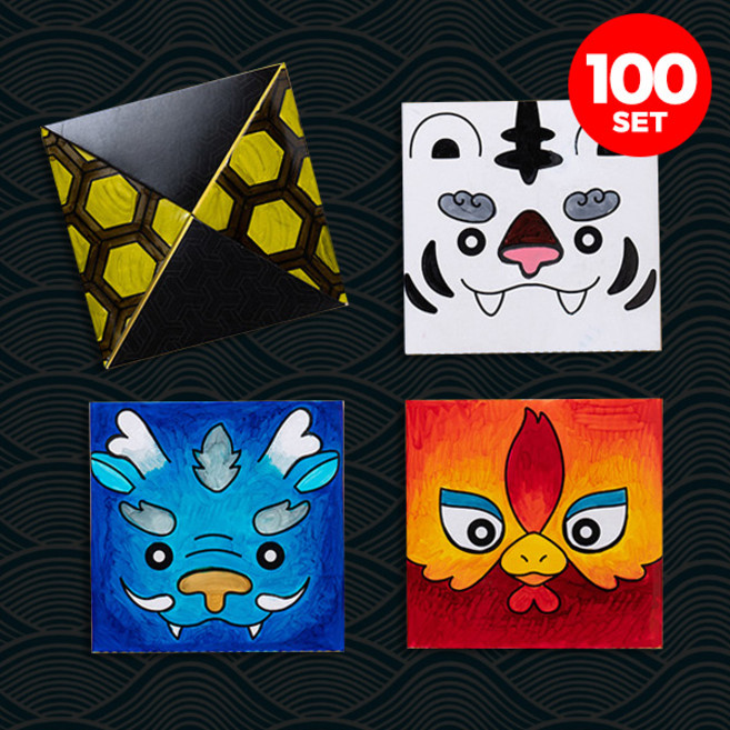 아이베이비아트 딱지치기 사방신종이딱지 전통딱지만들기 (4개입) 전통딱지만들기 종이딱지만들기 추억의게임 옛날게임 오징어게임딱지, 동물+바다+공룡+우주, 100세트