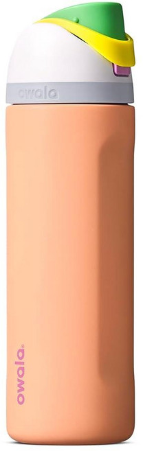 Owala FreeSip 빨대 포함 단열 스테인리스 스틸 물병 BPA 프리 스포츠 여행에 적합 709.8ml24온스 80년대 스키 슬로프 200529, Peachy Keen