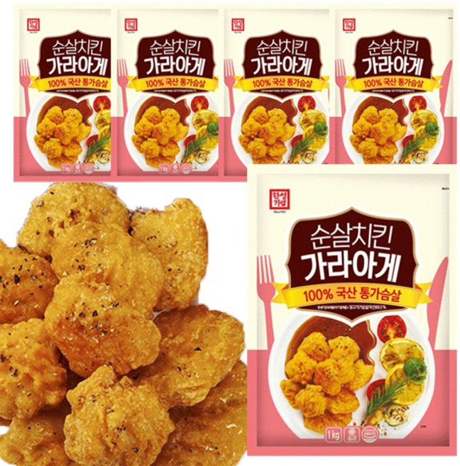 [다만세푸드] 한성 순살 치킨가라아게 1kg x 5봉 / 너겟 텐더, 5개