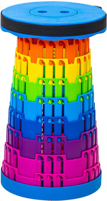 접이식 아코디언 자바라의자 스툴 다이소의자 롯데월드 놀이공원 줄서기 휴대용체어 플라스틱의자, 1개, 3중 체결형