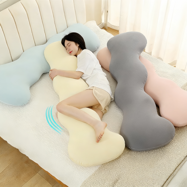 YAPOGI 고밀도 충진 냉감 다용도 롱 커버분리형 파도 구름 바디필로우, 그레이